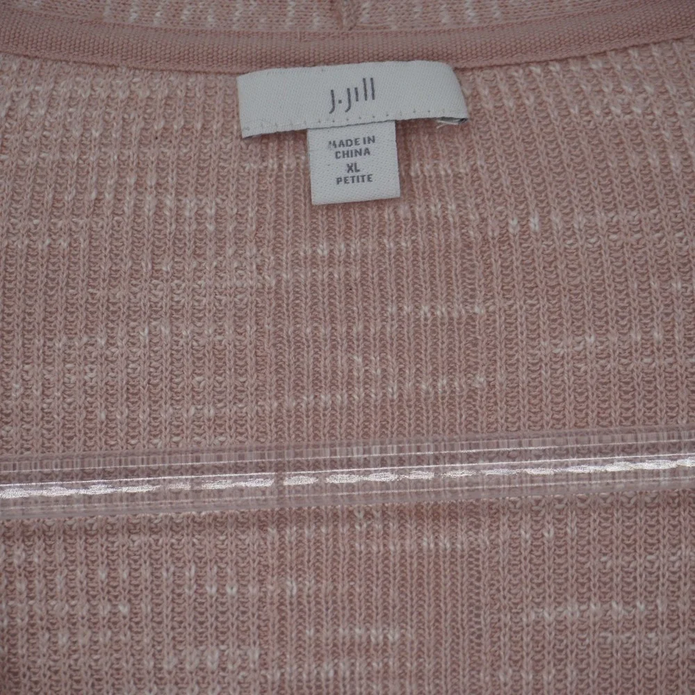 J. Jill Women Pink Space Dye Open Front Cardigan Cotton Linen Blend XL Petite